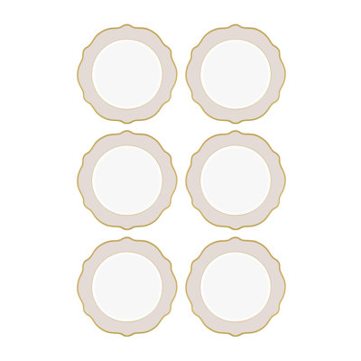 Elegant Dessert Plate Set (6 Pieces), Cream Color, 10.6 x 10.6 x 0.4 inches | 100% Porcelain, Perfect for Special Occasions & Everyday Use, Stylish Design, Hand-Wash Recommended, Ideal for Serving Desserts