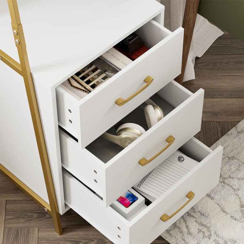 4-Tier Bookshelf, With 3 Wooden Drawers