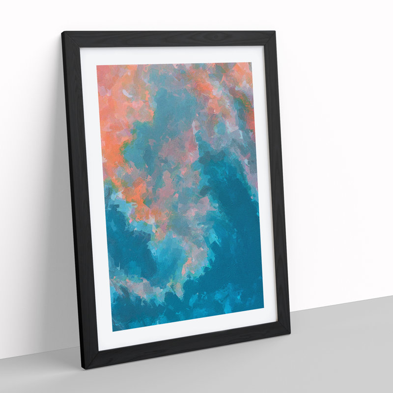 XV1022-2718X Merge The Two Abstract - Single Picture Frame Painting, Black, 64cm H x 46cm W x 2cm D