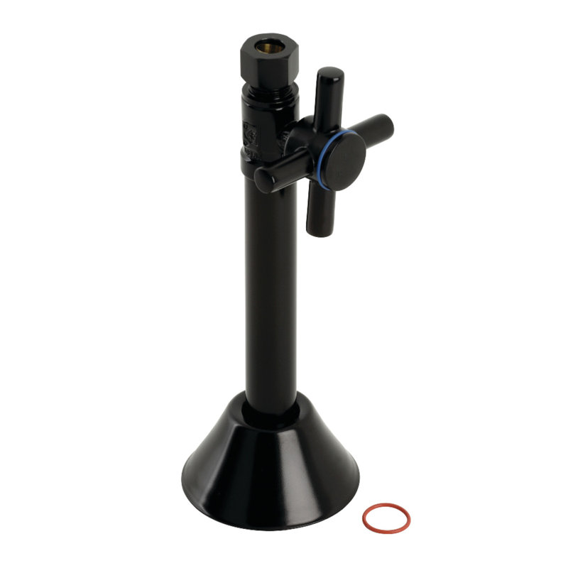 Kingston Brass Concord 1/2-Inch Sweat x 3/8-Inch OD Comp Quarter-Turn Straight Stop Valve, Matte Black