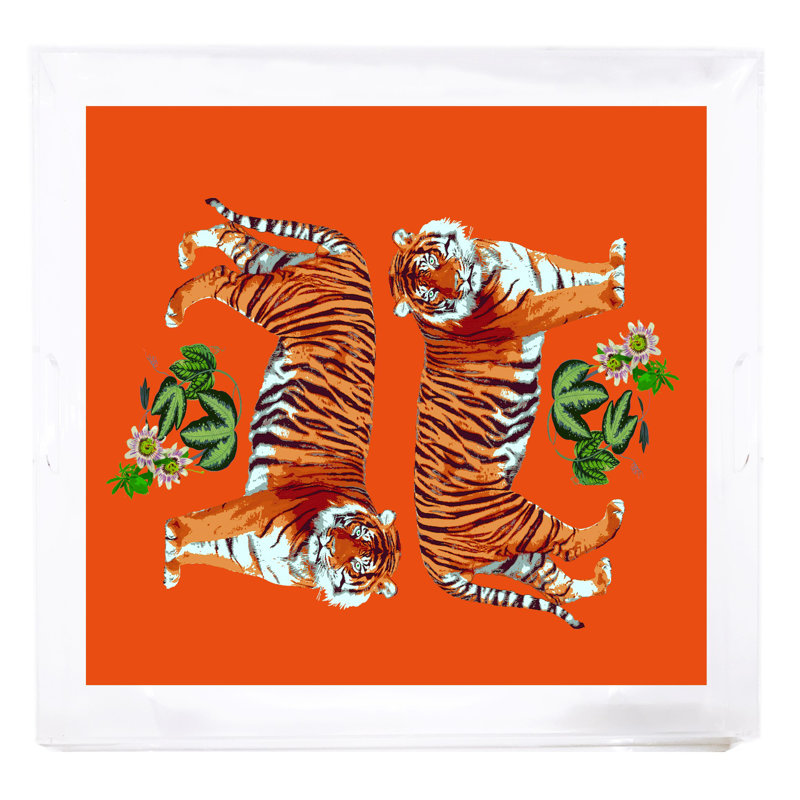 Plateau décoratif carré Tiger, 18"W x 18"D x 2"H