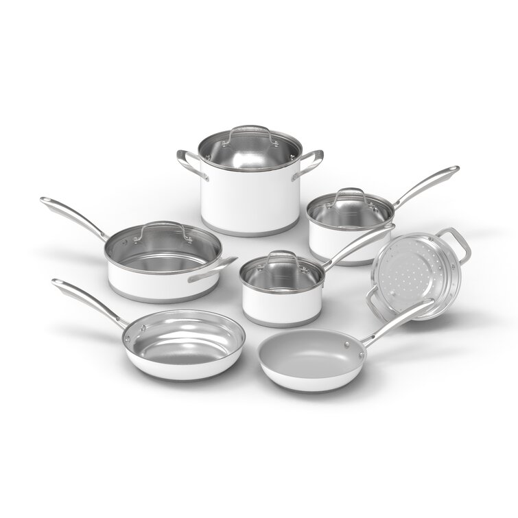 Cuisinart Matte White Stainless Steel Cookware Set | 11-Piece