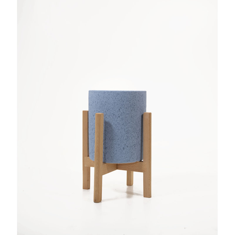 Pot à fleurs en bois Akachi, Bleu ciel / naturel, H 5,7 po x l 5,5 po x P 5,5 po