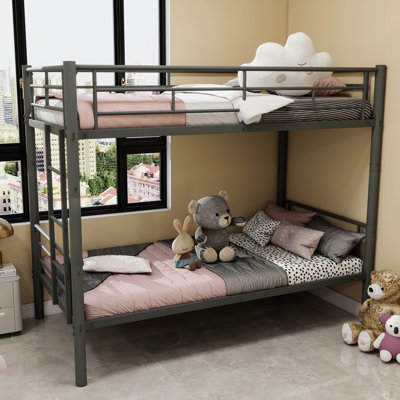 Bunk Bed, Twin Size Metal Frame, Multifunctional Convertible, And Stable, Standard Mattress Compatibility Convertible Into Two Separate Beds, Rust - Construction, Non Slip , 350Lbs Capacity