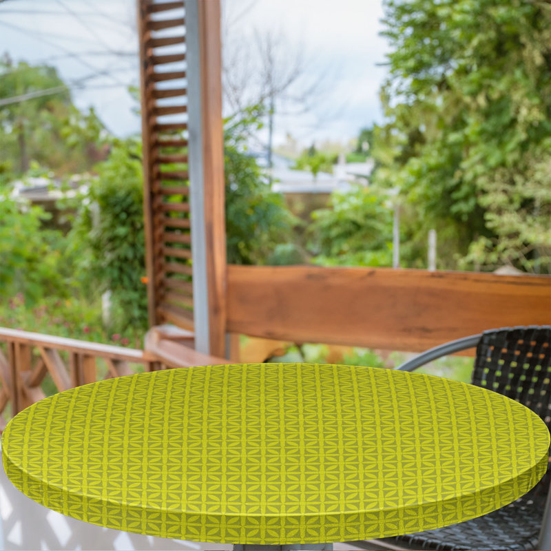 Ambesonne Checkered Fitted Round Tablecloth Lime Green