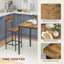 Ensemble de table de bar et de chaises à hauteur de comptoir pour petite table de salle à manger industrielle pour 2 tables de cuisine carrées et tabourets avec structure en acier