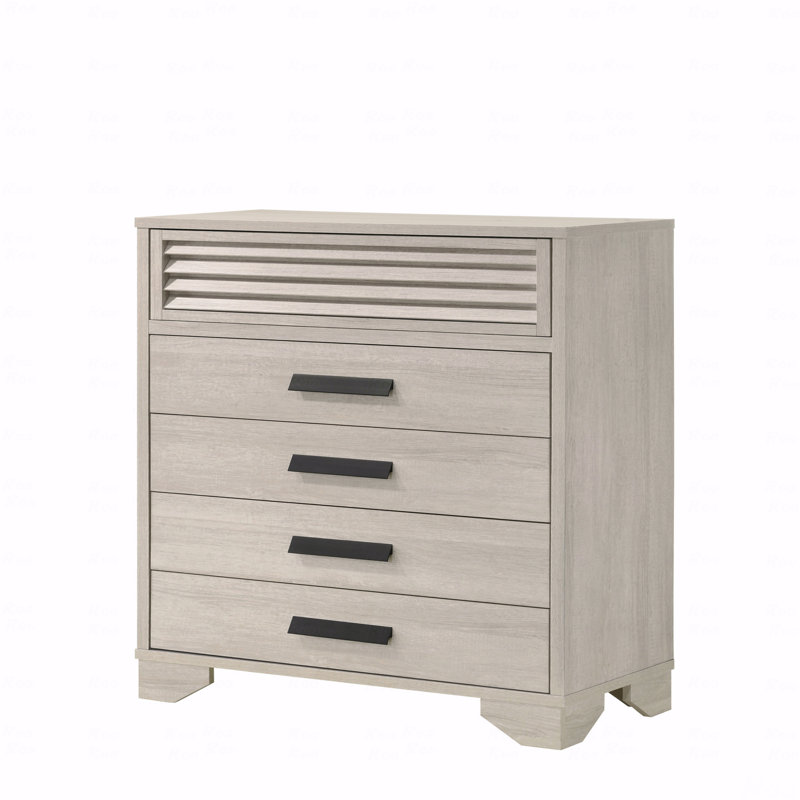 Mobilier de chambre à coucher 1 pièce à 5 tiroirs avec poignées à persiennes