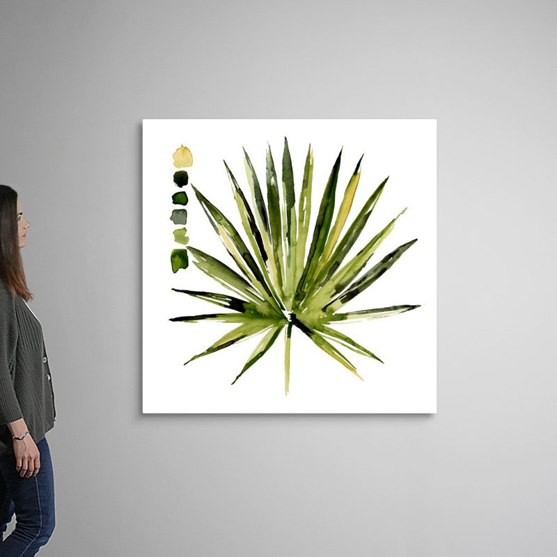 «Watercolor Palmetto Palmiers I», art mural sur toile, Toile tendue, H 48 po x l 48 po