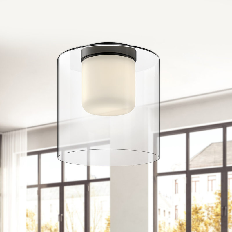Plafonnier encastré en bouleau à DEL, H 9,88 po x l 9,5 po x P 9,5 po, Noir / transparent