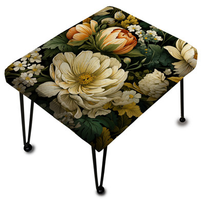 Motif de fleurs de chrysanthème Earthy Greens - Repose-pieds rectangulaire floral