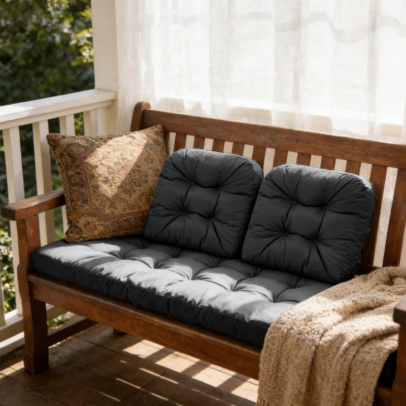 Indoor And Outdoor Benches Seat Cushions And Backrests Rattan Chairs Garden Seat Cushions, Dark Gray
