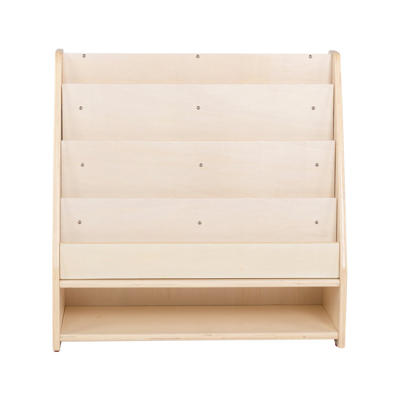 Angeles Birch Mobile 4-Shelf Book Display with Storage