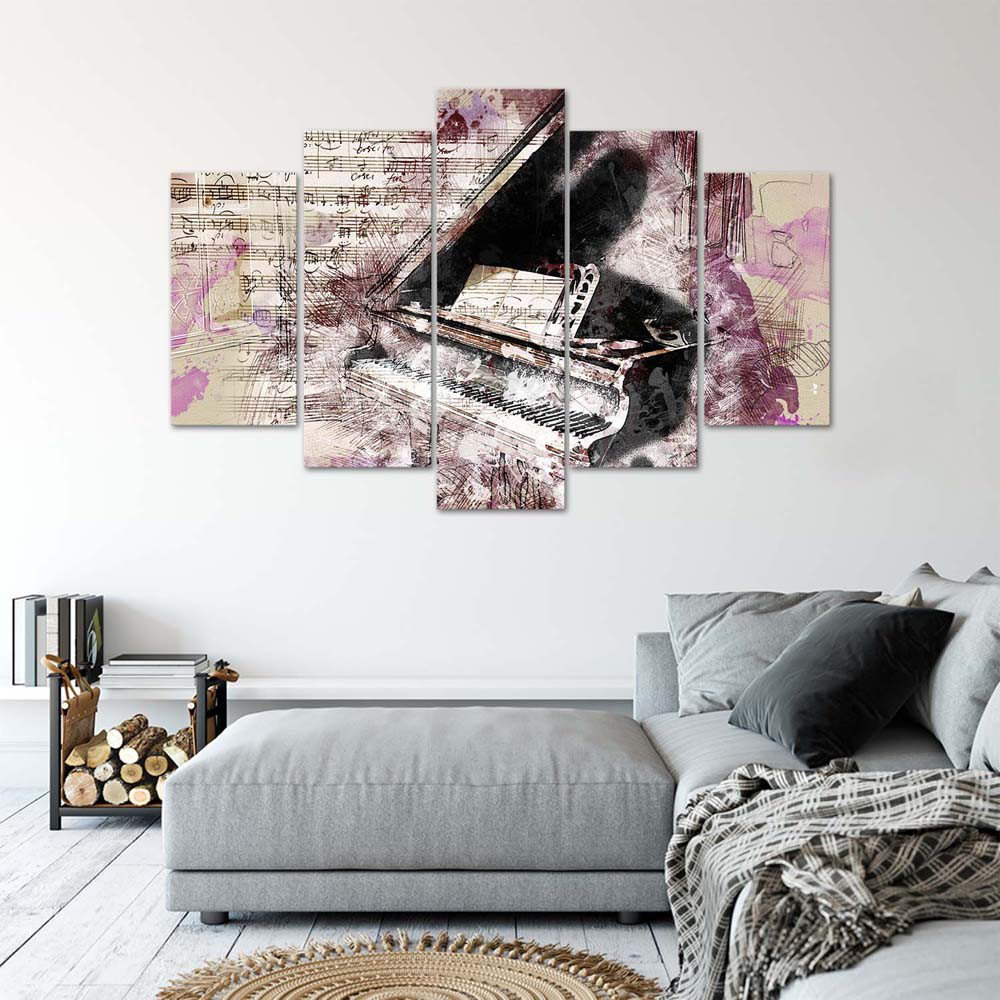 Leinwandbild Piano Abstract Purple Vintage