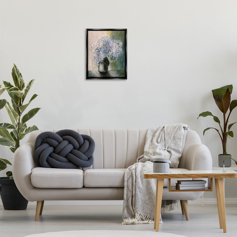 Hydrangea Still Life Framed Floater Canvas Wall Art by Doris Charest, Black, 21" H x 17" W