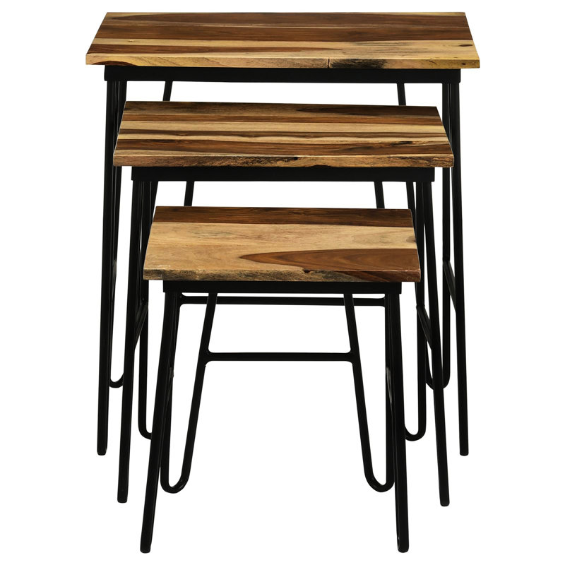 Tables gigognes rectangulaires avec base en bois naturel et rustique