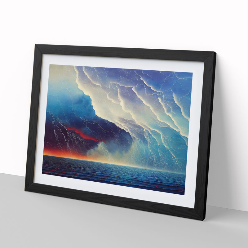 XH1022-2278X Compelling Thunderstorm - Single Picture Frame Print, 46cm H x 64cm W x 2cm D, Black
