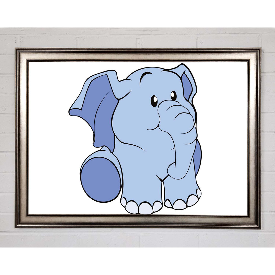 Gerahmtes Wandbild Happy Baby Elephant White