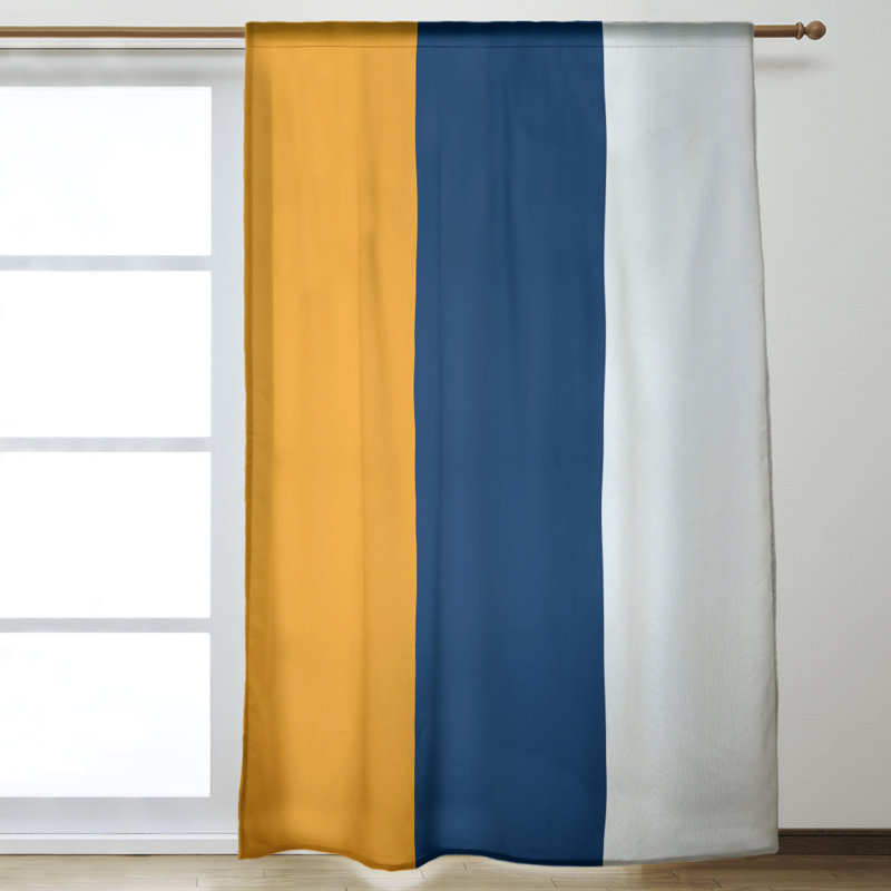 Blackout Curtain Single Panel, Gold/Navy/White
