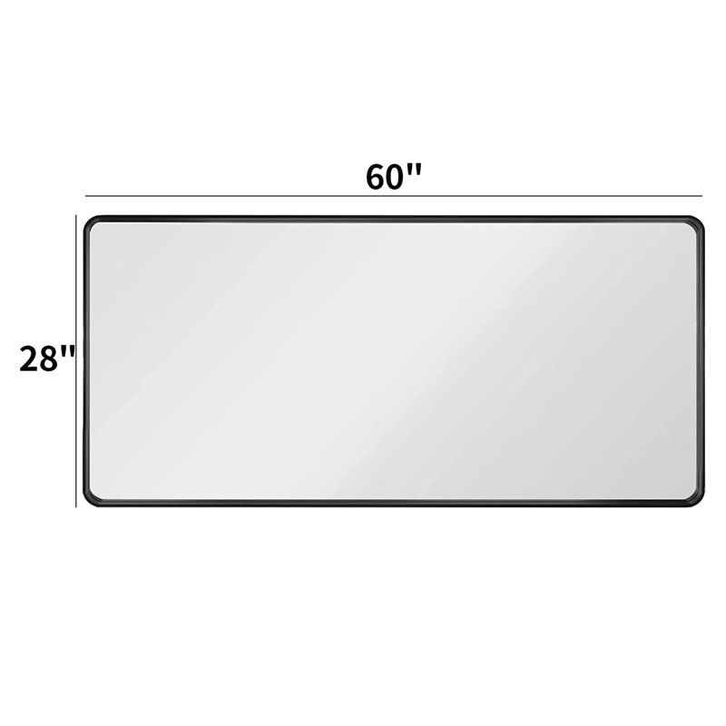 Raven Series Black Metal Framed Mirror, 28" x 60"
