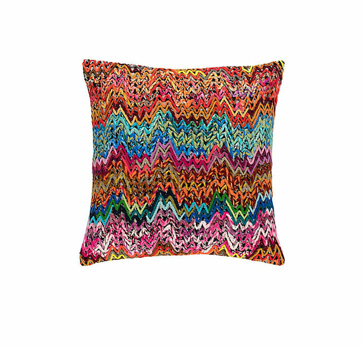 Pine Cone Hill Retro Zag Embroidered Cotton Throw Pillow | Wayfair