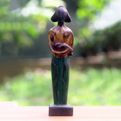 Figurine en indonésie en bois 12,5" jolie maman Dedman
