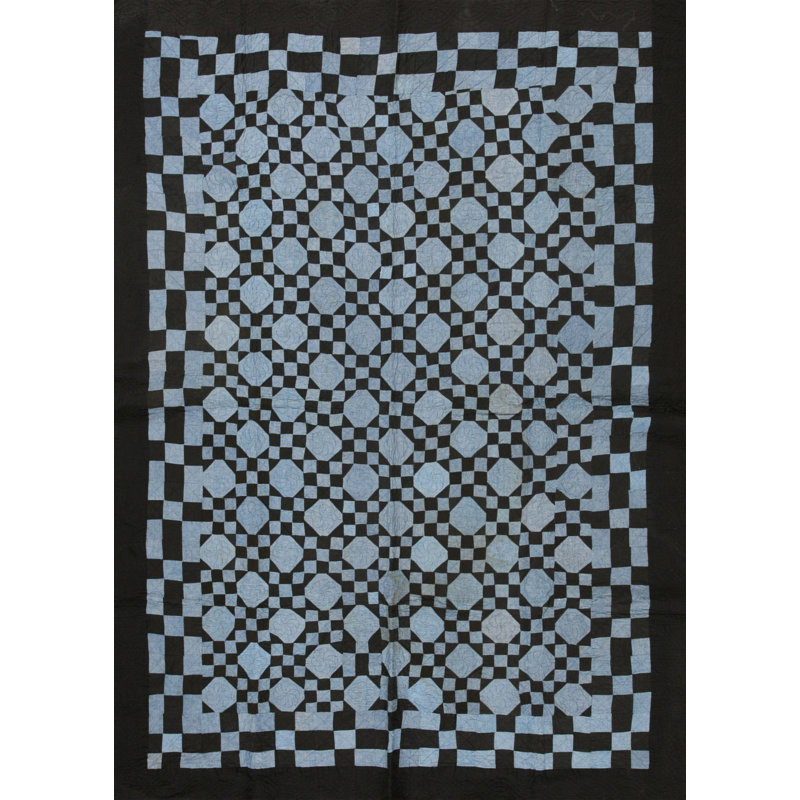 Antique Quilt Hallway Runner Wool Blue Rug