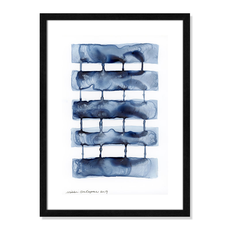 Gareth Stitched Together I by Nikki Galapon - Solid Wood Rectangle Print Single Piece Item on Canvas, Black Wood Framed Paper