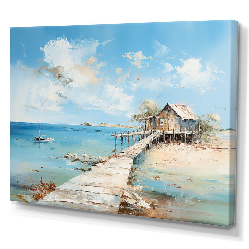 Décoration murale bord de mer, minimalisme, plage et océan, Toile tendue, H 12 po x l 20 po x P 1 po