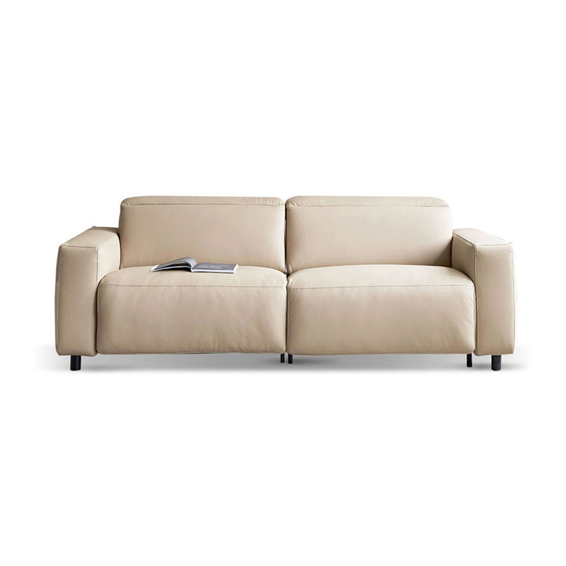 Causeuse-coussin modulaire en cuir véritable blanc crème