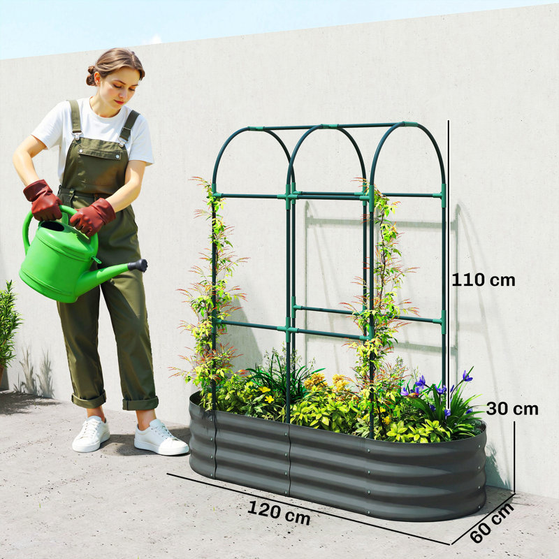 Metal Raised Garden Bed, Dark Grey