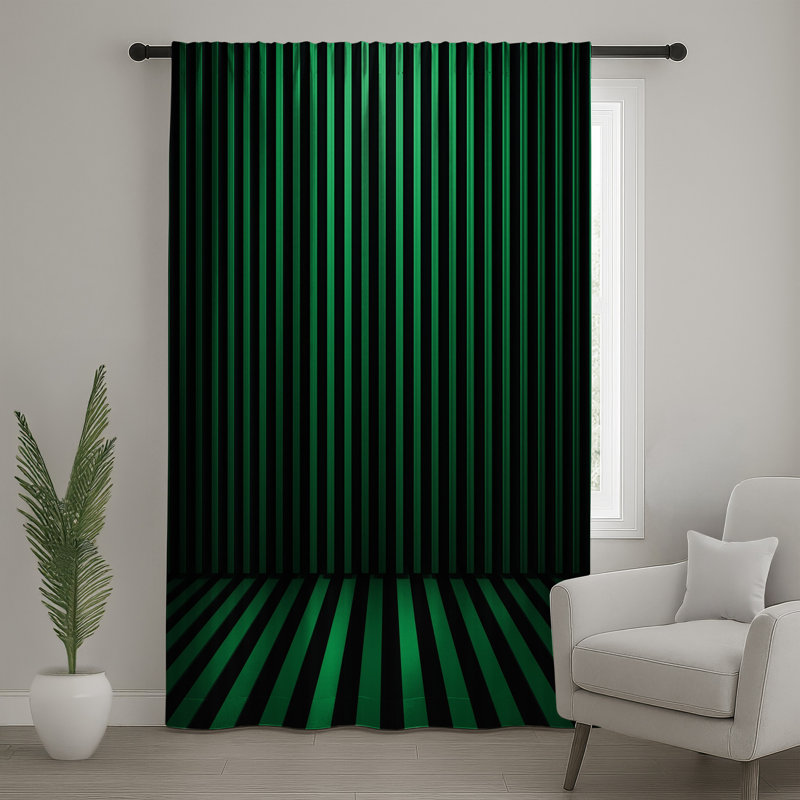 Rideaux vert à rayures verticales, voilages et voilages à rayures - 1 panneau, Transparent, 50 po x 80 po - 1 panneau