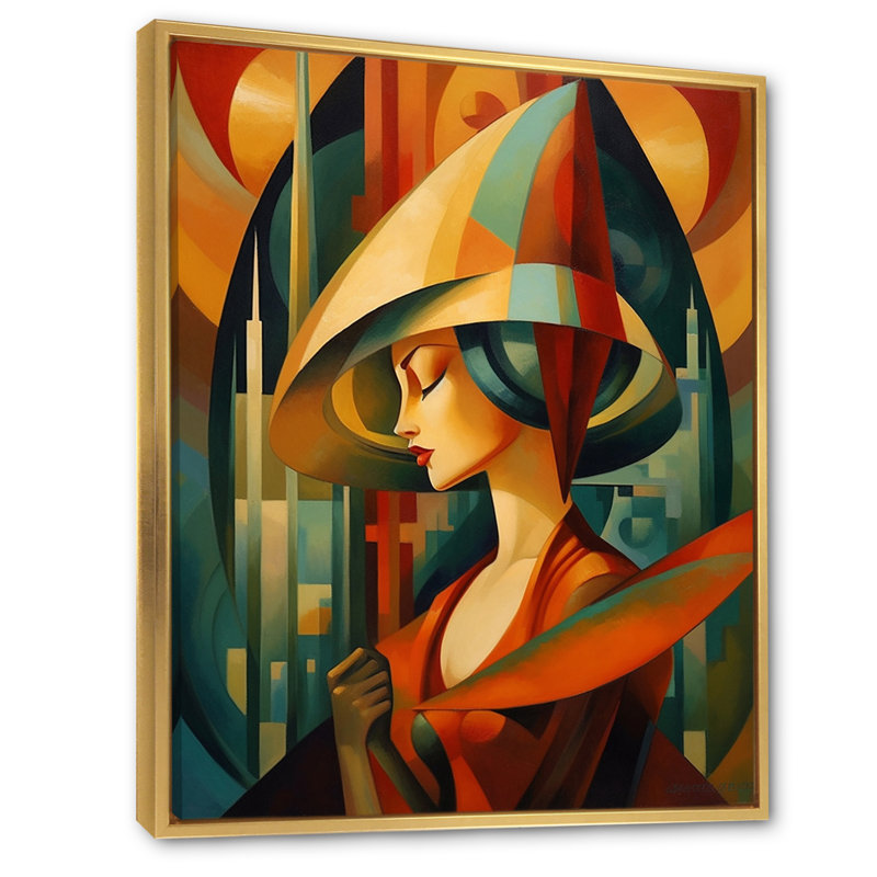 Impression sur toile profilée «I» sur toile, H 32 po x l 16 po x P 1 po, Cadre flottant doré