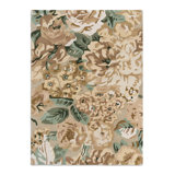 Hand Tufted Wool Floral Area Rug in Birch