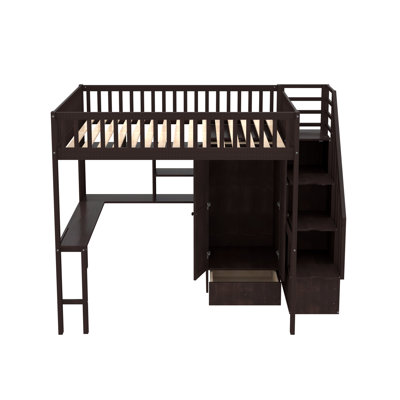 Gunjan Loft Bed with Bookshelf,Drawers,Desk,and Wardrobe