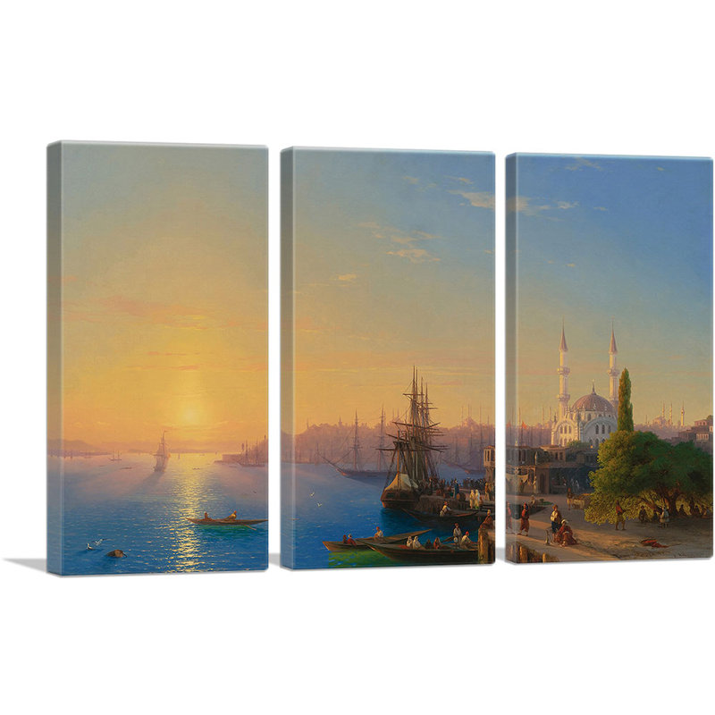 " View Of Constantinople And The Bosphorus 1856 " by Ivan Aivazovsky 3 - Pieces Painting Print, 40" H x 60" W x 1.5" D
