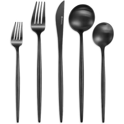 Ensemble de couverts 20 pièces Mia, argenterie en acier inoxydable 18/10, service pour 4, finition moderne brossée, ensemble de couverts durables et élégants avec boîte-cadeau