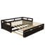 Lit de jour extensible en bois avec lit gigogne, lit simple à très grand lit avec lattes en bois massif, lit d'invité peu encombrant, espresso-118487012