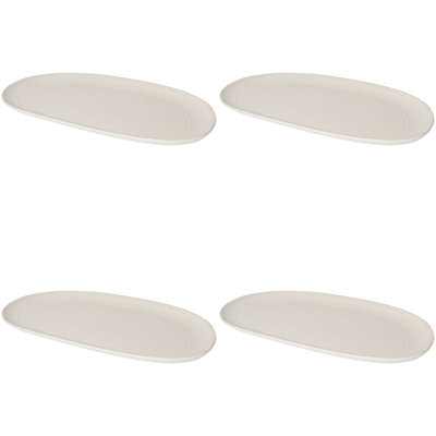 Set of 4 Oval Platter 15" Aquarius Oyster