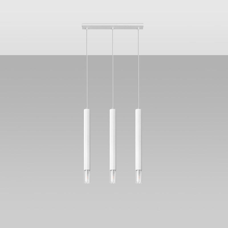 Bohlen - Light Stainless Steel Pendant, White, 3 Lights, 52cm W x 9cm D