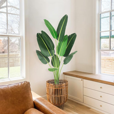 Faux Banana Leaf Plant in Pot