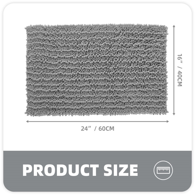 Tapis pour salle de bain Egista, L 16 po x L 24 po, gris