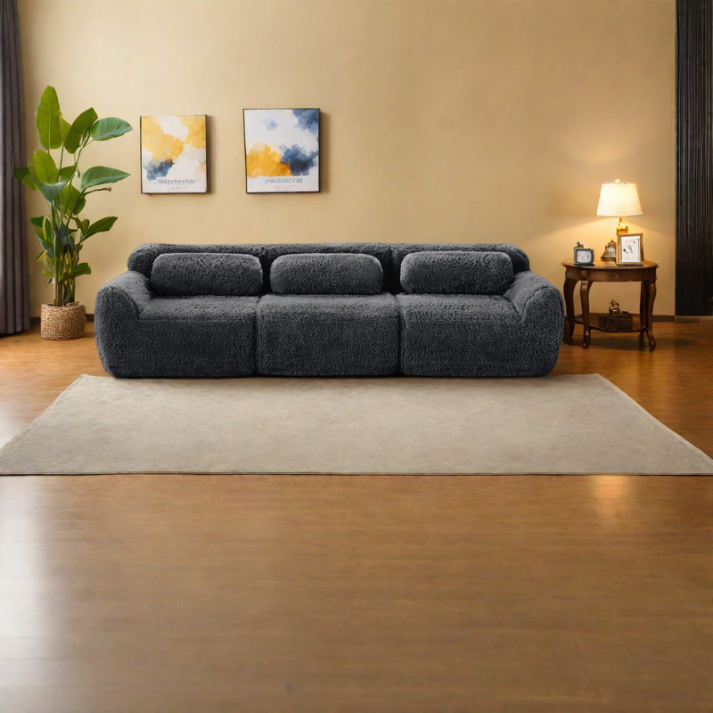 Canapés modulaires confortables, moelleux gris foncé, ergonomiques modernes pour le cinéma maison