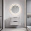 Meuble-lavabo de salle de bain avec lavabo en céramique - Meuble-lavabo flottant mural gris avec tiroirs, moderne