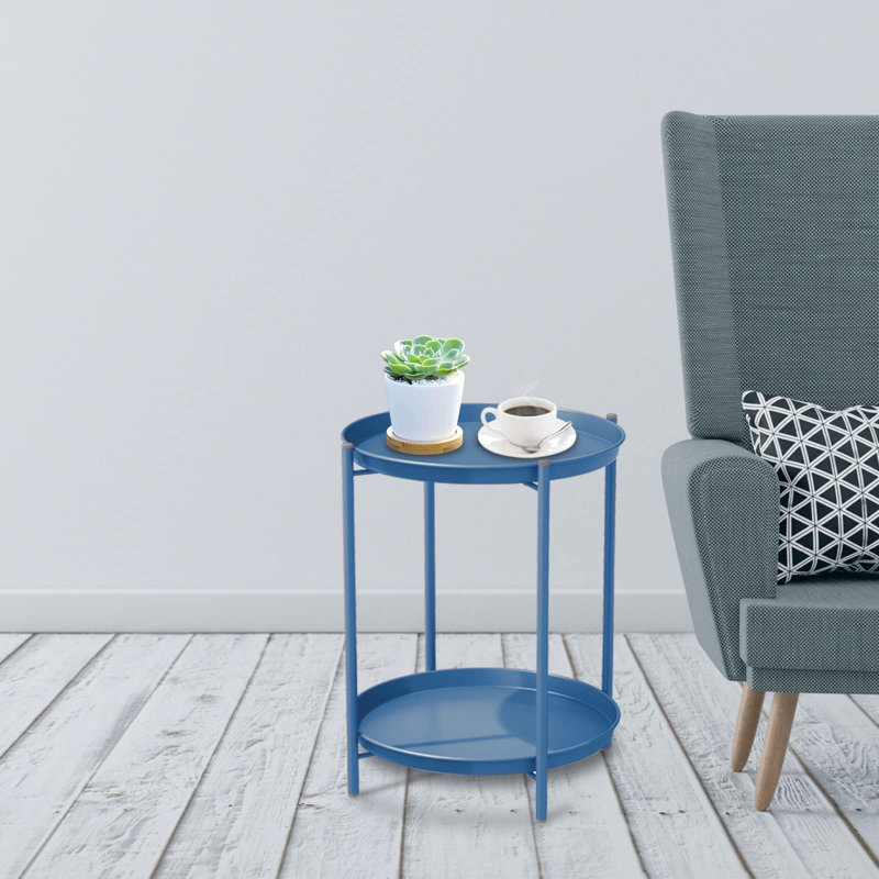 Caira Round Outdoor Side Table, Peacock Blue