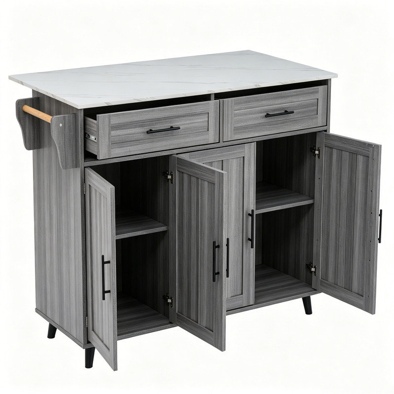 129 cm W Kitchen Island with, Grey