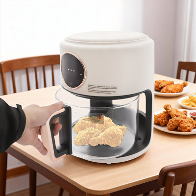 4.4Qt Visible Air Fryer with Glass Pot, 1200W Touchscreen Air Fryer Oven, 8-in-1 Countertop Convection Cooker with Rapid Heat, Non-stick & Dishwasher Safe
