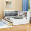 Lit plateforme simple en bois avec tête de lit et tablette rotative-678639458