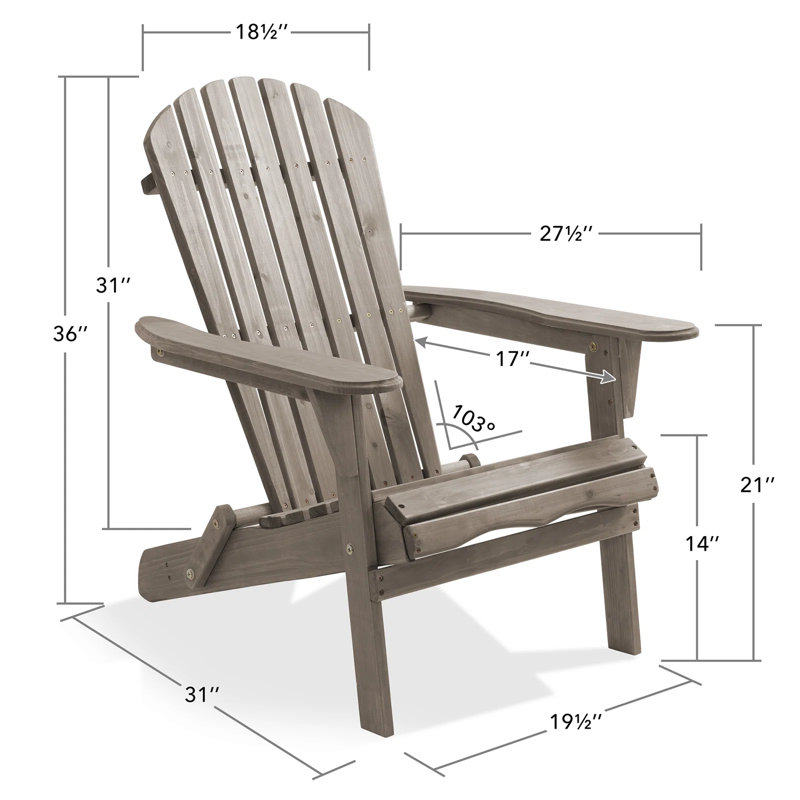 Fowles Solid Wood Folding Adirondack Chair, Gray