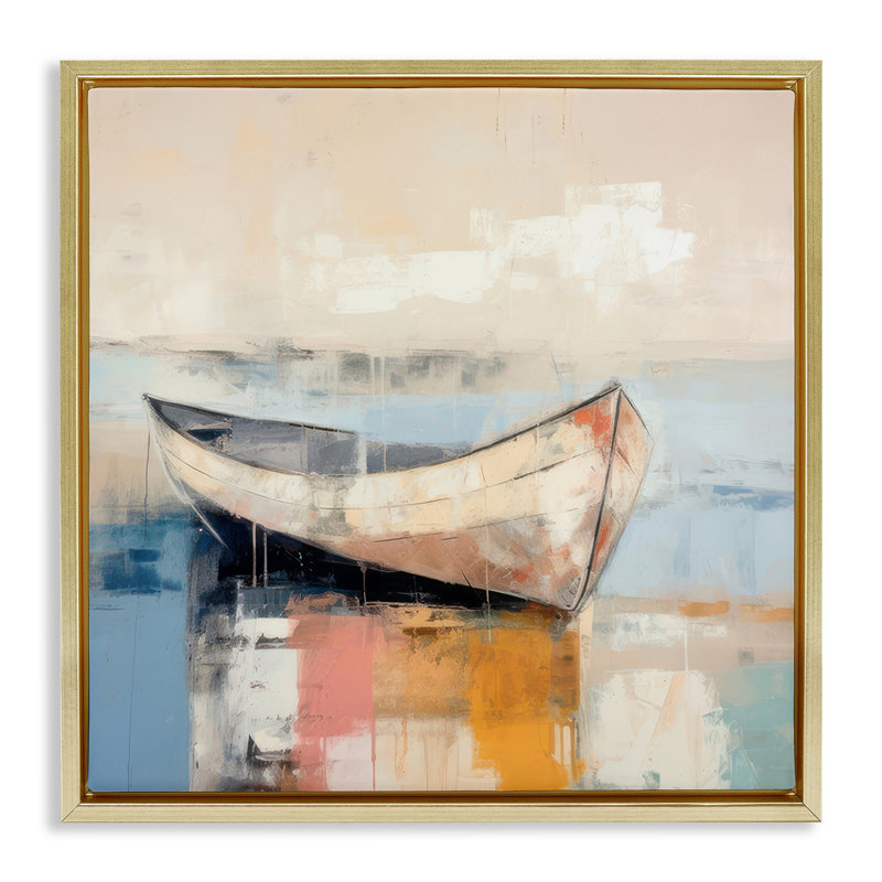 Charmante embarcation flottante encadrée par Irena Orlov, Cadre flottant métallique doré, H 25 po x l 25 po