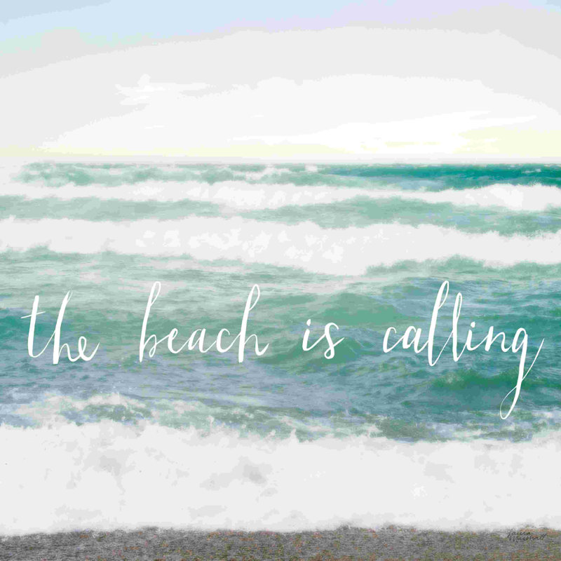 «The Beach is Calling» par Laura Marshall - Art textuel, H 36 po x l 36 po, Non, Toile tendue